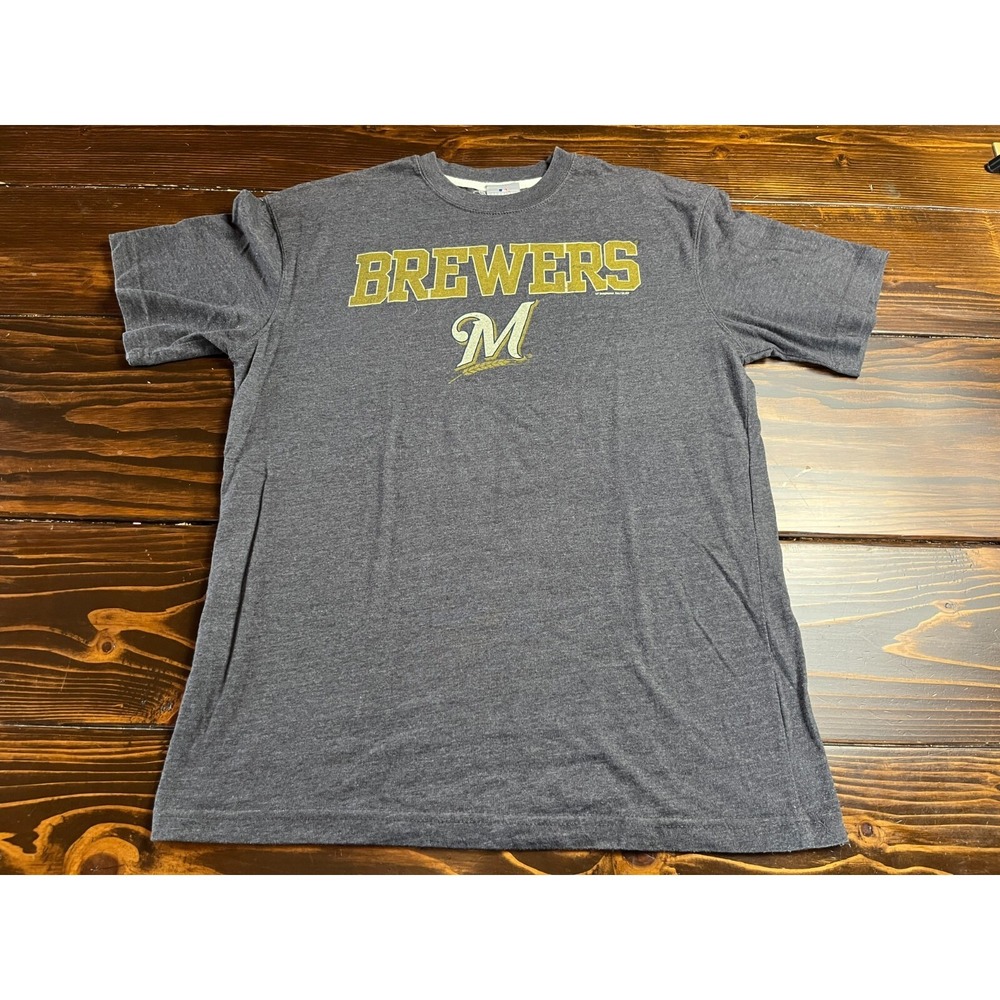 Genuine Merchandise Shirt, Men's Size M-L? Gray, MLB Milwaukee Brewers Baseball